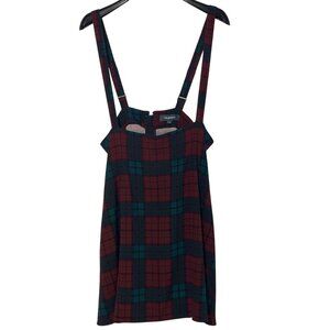 Modcloth Overall Suspender Plaid Skirt Academia Punk Skater Goth Sz XL